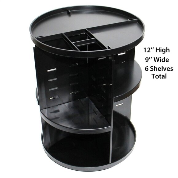 360 Rotating Makeup Organizer Adjustable Bathroom Makeup Spinning Large Black - Picture 2 of 5